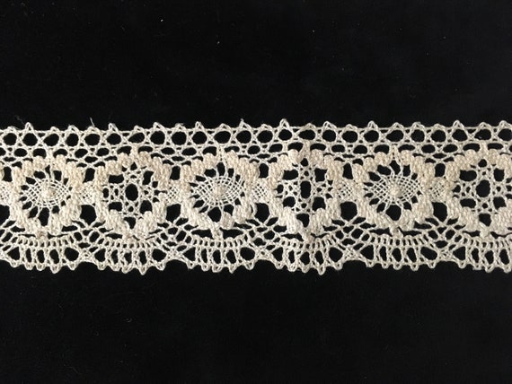 1 y OFF WHITE crochet cluny lace cotton double scalloped lace trim 2/" US SHIPPER
