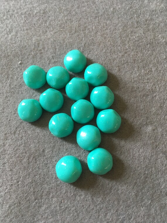 Flat Bottom Round Half Beads. Opaque Aqua Color With Baroque Pearl