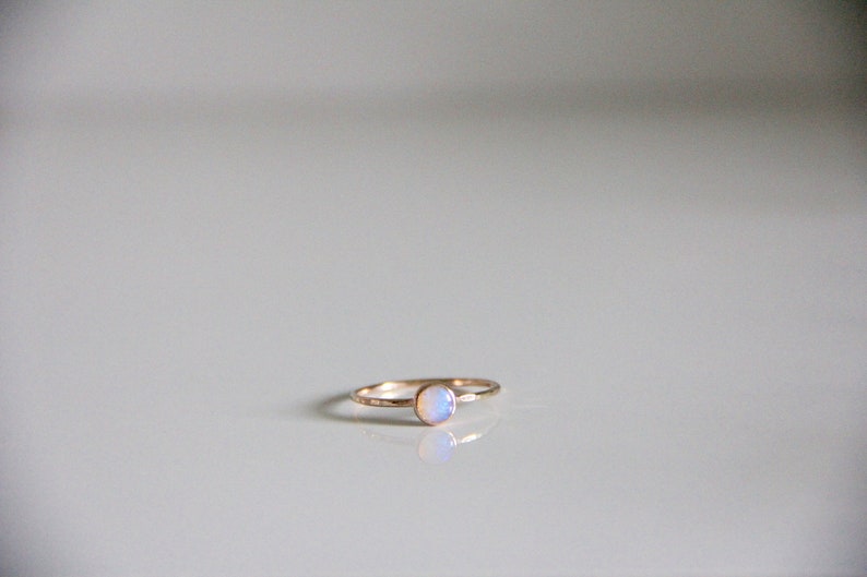 Gold Filled or Sterling Silver 5mm Opal ring. Opal stacking ring