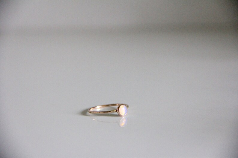 Gold Filled or Sterling Silver 5mm Opal ring. Opal stacking ring