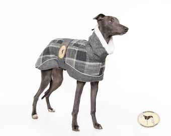 Greyhound Lurcher & Whippet Tweed Fleece Jacket fully lined, Greyt Sweaters. Ash Colour