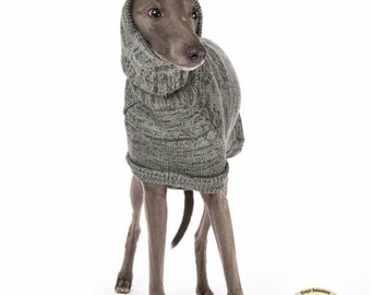 Greyhounds, Lurchers & Whippets, Knitted Sweater, Jumper, Coat: Brindle Design, Greyt Sweaters. Dark Grey/Light Grey Brindle