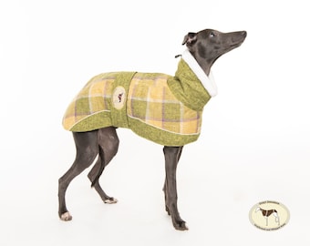 Greyhound Lurcher & Whippet Tweed Fleece Jacket fully lined, Greyt Sweaters. Willow Colour