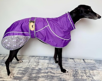 Greyhound, Lurcher & Whippet Lightweight Waterproof Rain Mac/Rain Jacket; fully lined, Greyt Sweaters. NEW DESIGN: Purple Umbrella Print