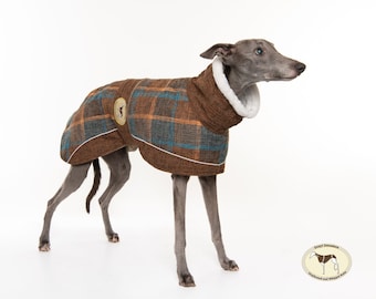 Greyhound Lurcher & Whippet Tweed Fleece Jacket fully lined, Greyt Sweaters.  Maple Colour