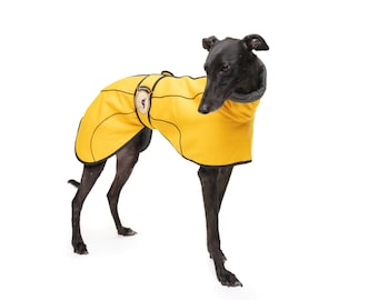 Greyhound Lurcher & Whippet Jersey Fleece House Coat,  fully lined, Greyt Sweaters. Sunny Yellow Colour