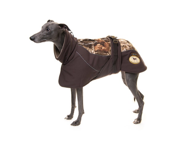 Greyhound Lurcher Whippet Soft Shell Woodland Print Coat With