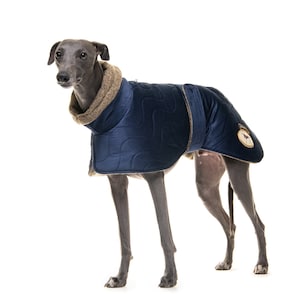 Sweater/Jumper/Coat/Fleece for Greyhounds, Lurchers & Whippets, Regal Velvet-Knit Housecoat, Greyt Sweaters. Sapphire Blue