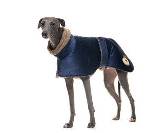 Sweater/Jumper/Coat/Fleece for Greyhounds, Lurchers & Whippets, Regal Velvet-Knit Housecoat, Greyt Sweaters. Sapphire Blue