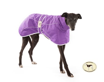 Greyhound, Lurcher & Whippet Lightweight Waterproof Rain Mac/Rain Jacket; fully lined, Greyt Sweaters. Purple Colour