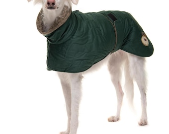 Sweater/Jumper/Coat/Fleece for Greyhounds, Lurchers & Whippets, Regal Velvet-Knit Housecoat, Greyt Sweaters. Emerald Green