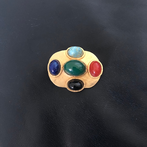 designer, semi-precious, gem stone, brooch, pin, … - image 2