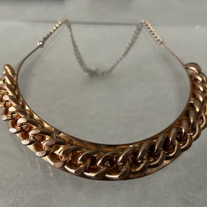 VINTAGE solid Copper choker chunky chain necklace collar metalwork statement 90s bold curb Brutalist MCM Modern handmade