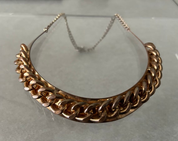 VINTAGE solid Copper choker chunky chain necklace… - image 1