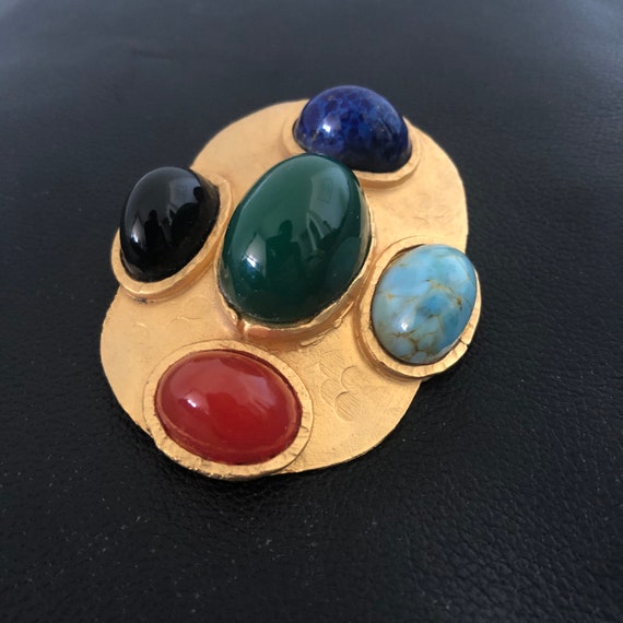 designer, semi-precious, gem stone, brooch, pin, … - image 5