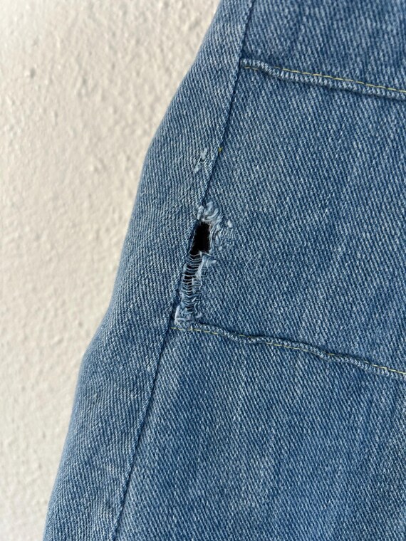 70s vintage window pane patchwork denim shirt jac… - image 8