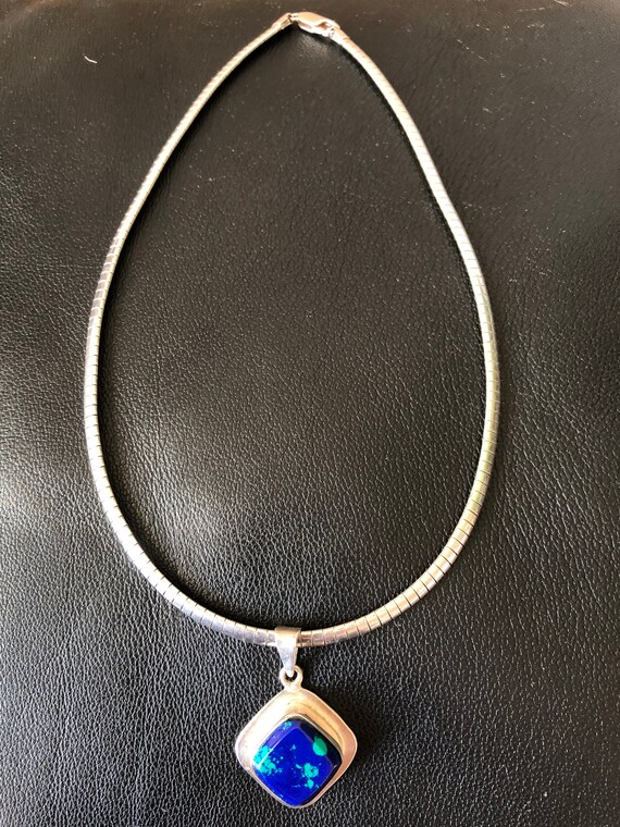 90's Minimal Necklace- rare Azurite Malachite
