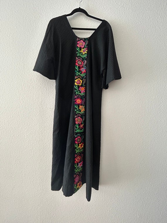 Black vintage woven Mexican Guatemalan dress 60s/ 