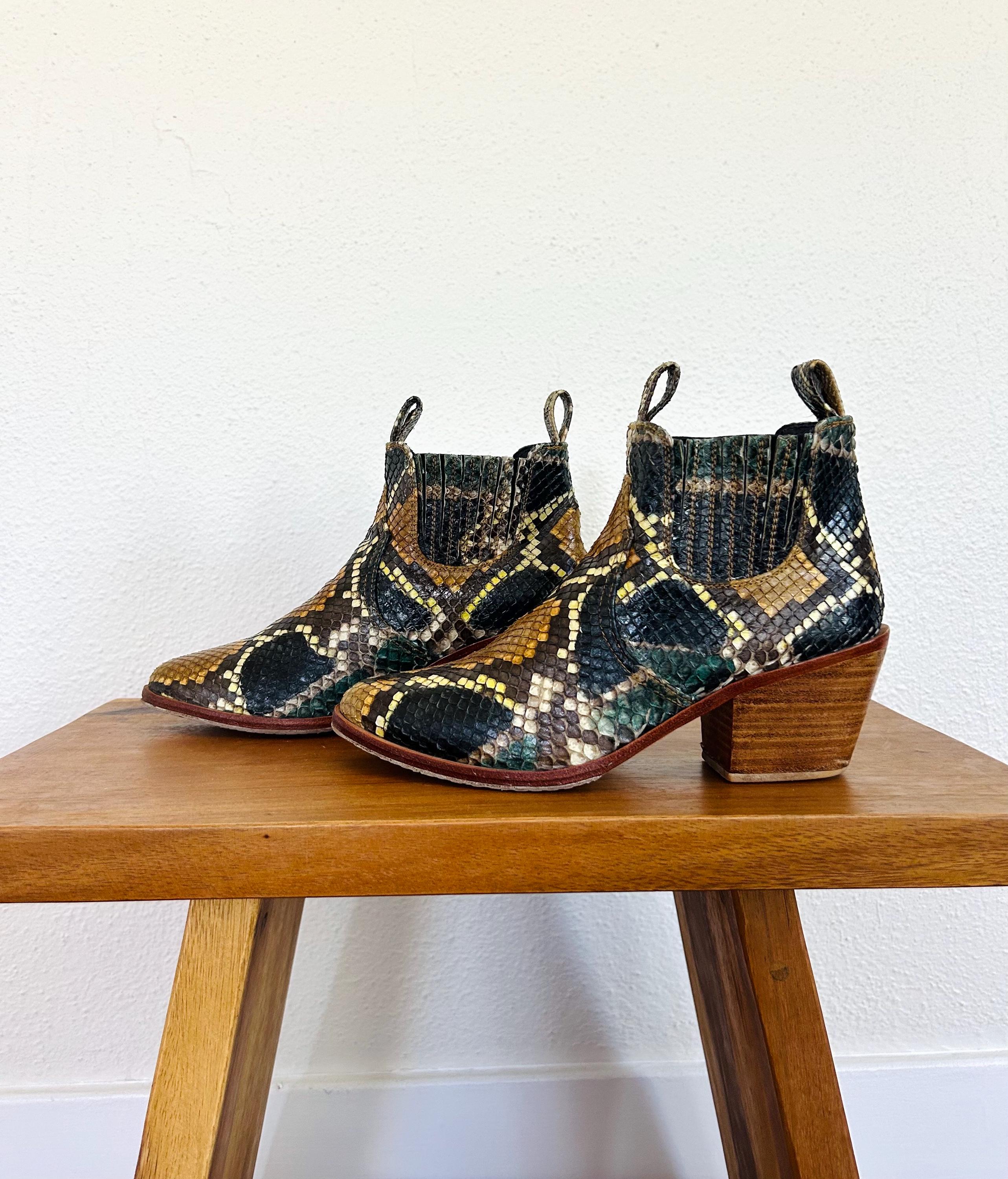 Y2k Leather Boots - Etsy