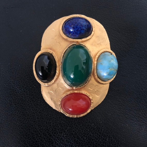 designer, semi-precious, gem stone, brooch, pin, … - image 7