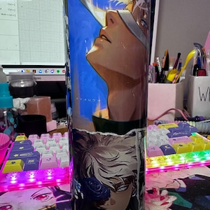 20oz Tumbler anime inspired Satoru Gojo  - Jujutsu Kaisen Anime Cup, Otaku Gift, Domain Expansion, sorcerer, white hair, blue eyes