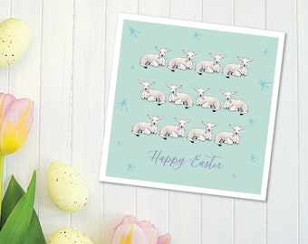 Ostern Baby Lamm Karte, Karte mit Umschlag, Lamm Osterkarte, Süße Tier Karte, Aquarell Karte, Hand illustrierte Karte, Osterkarte Multipack
