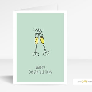 Carte de félicitations, lunettes Cheers, félicitations Wahoo, fiançailles, nouveau bébé, nouvelle maison, réussite à l'examen