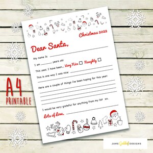 Santa Liste / Brief, Weihnachtsbrief druckbar, druckbarer Weihnachtsbrief, Weihnachtsbrief zu Hause drucken, süßer Weihnachtsmannbrief, Brief an den Weihnachtsmann ausfüllen