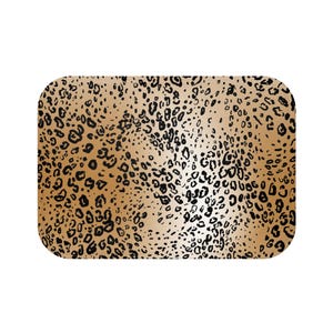 Stylish Leopard Print Bath Mat - Animal Print Bathroom Decor, Non-Slip Mat, Home Essentials, Bathroom Rug, Gift for Cat Lovers
