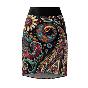 Boho Floral Women&#39;s Pencil Skirt | Elegant Office Wear, Summer Party Outfit, Unique Fashion, Casual Chic