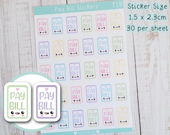 Pay BIll Mobile Phone Cute Planner Stickers -  Cell Phone Reminders , Phone Bill , Finance Planning , Money Tracking Matte Sticker Sheet