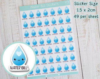 Water Bill Cute Planner Stickers -  Water Meter , Utility Bills , Finance Planning , Money Tracking Matte Sticker Sheet