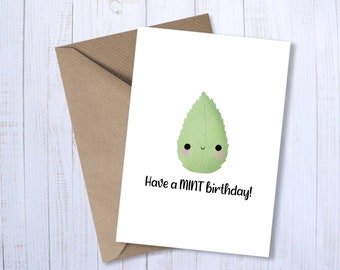 Have a MINT Birthday A6 Greetings Card | Cute Illustrated Pun | Funny Food Pun Humour | Best Friend Punny Bday Card | For Him | For Her