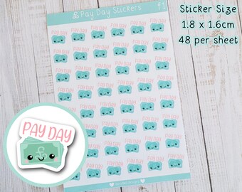 Pay Day GBP Pound Cute Planner Stickers - Payday , Finance Planning , Money Tracking Matte Sticker Sheets , Diary Bullet Journal Bujo