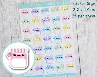 Savings Jar Cute Planner Stickers - Saving Pot , Finance Planning , Money Tracking Matte Sticker Sheet , Coin Pot , Piggy Bank