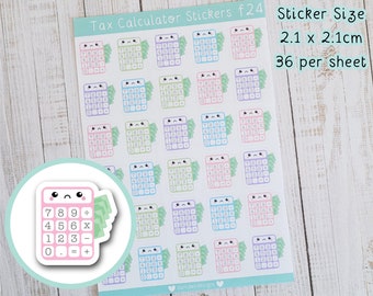 Tax Calculator Cute Planner Stickers -  Income Calculators , Finance Planning , Money Tracking Matte Sticker Sheet , Sad Calculators