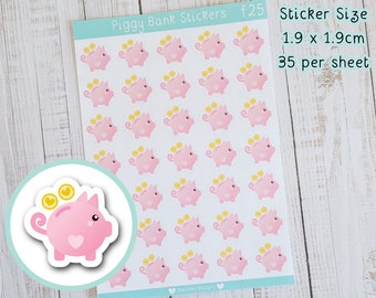 Piggy Bank Savings Cute Planner Stickers -  Saving Pot , Finance Planning , Money Tracking Matte Sticker Sheet , Little Pig and Coins