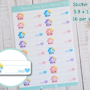 Huis / Woningverzekering Bill Leuke Planner Box Stickers - Financiële Planning, Geld Tracking Matte Sticker Vel, Lege Box Bill Stickers