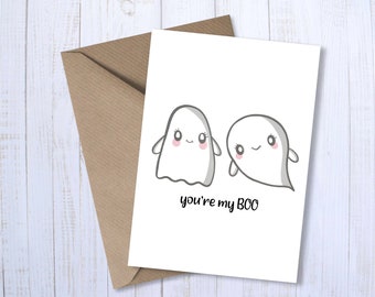 You’re My BOO | A6 Greetings Card | Little Ghost Pun | Valentine Love Couple Punny | Anniversary | Funny Humour | For Him | For Her