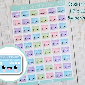 Kreditkarte niedliche Planer Aufkleber - CC Bill Erinnerungen, Finanzplanung, Geldverfolgung Matte Sticker Sheet, Finanzrechnung