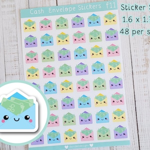 Cash Envelope Cute Planner Stickers - Money Envelopes , Savings Funds , Finance Planning , Money Tracking Matte Sticker Sheet Bujo