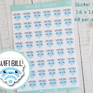 WIFI Bill Cute Planner Stickers -  Internet , Utility Bills , Finance Planning , Money Tracking Matte Sticker Sheet, Diary Bullet Journal