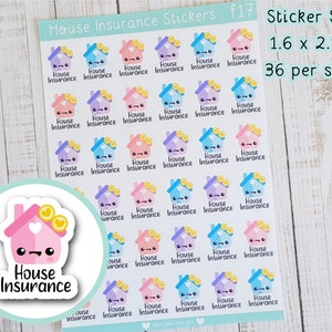 Huisverzekeringsrekening Leuke plannerstickers - Woonkosten, woningverzekering, financiële planning, geld bijhouden mat stickervel
