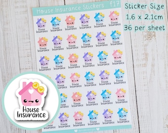 House Insurance Bill Cute Planner Stickers -  Housing Costs , Home Insurance , Finance Planning , Money Tracking Matte Sticker Sheet