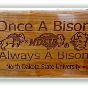 Once A Bison Always A Bison Solid Cherry Plaque