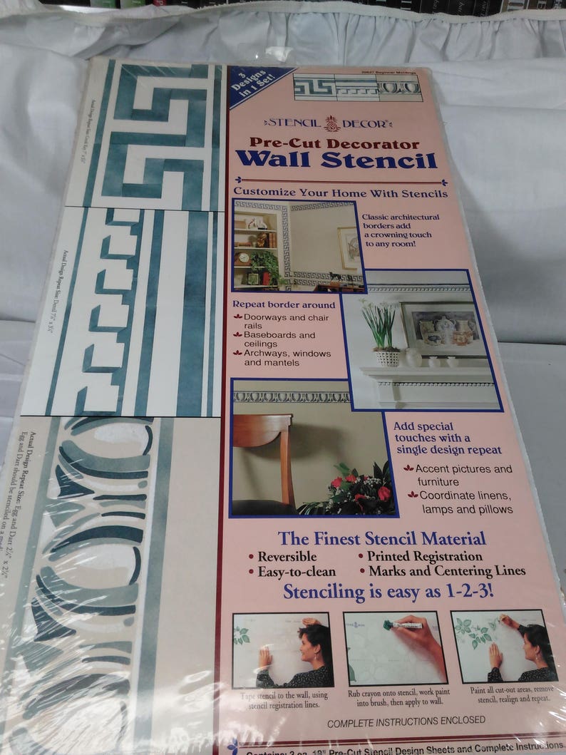 Stencil Decor Pre-Cut Decorator Wall Stencil3 Designs In 1New N