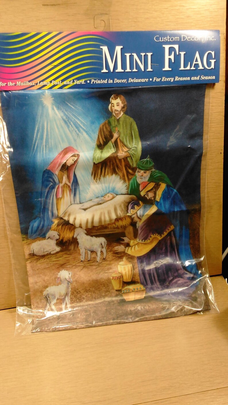 Christmas Manager Nativity Scene Mini Flag By Custom Etsy