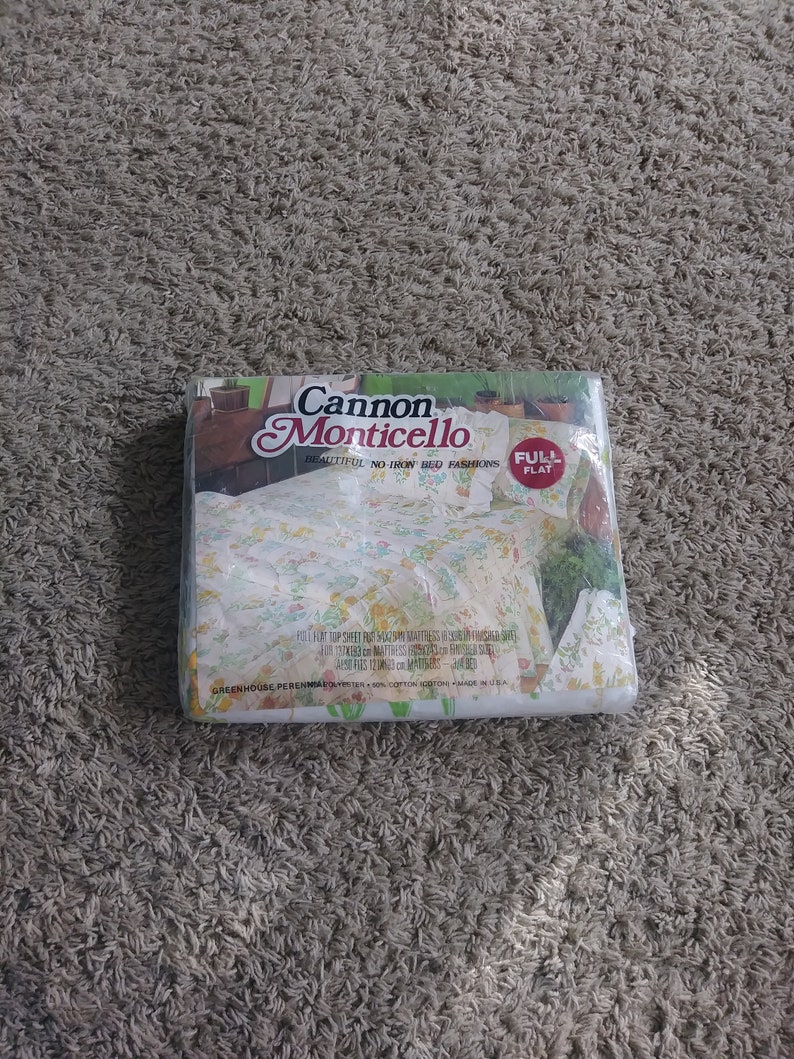 Vintage Cannon Monticello Floral Flat Full Sheet New Made in the USA Beautiful No Iron Bed Fashion