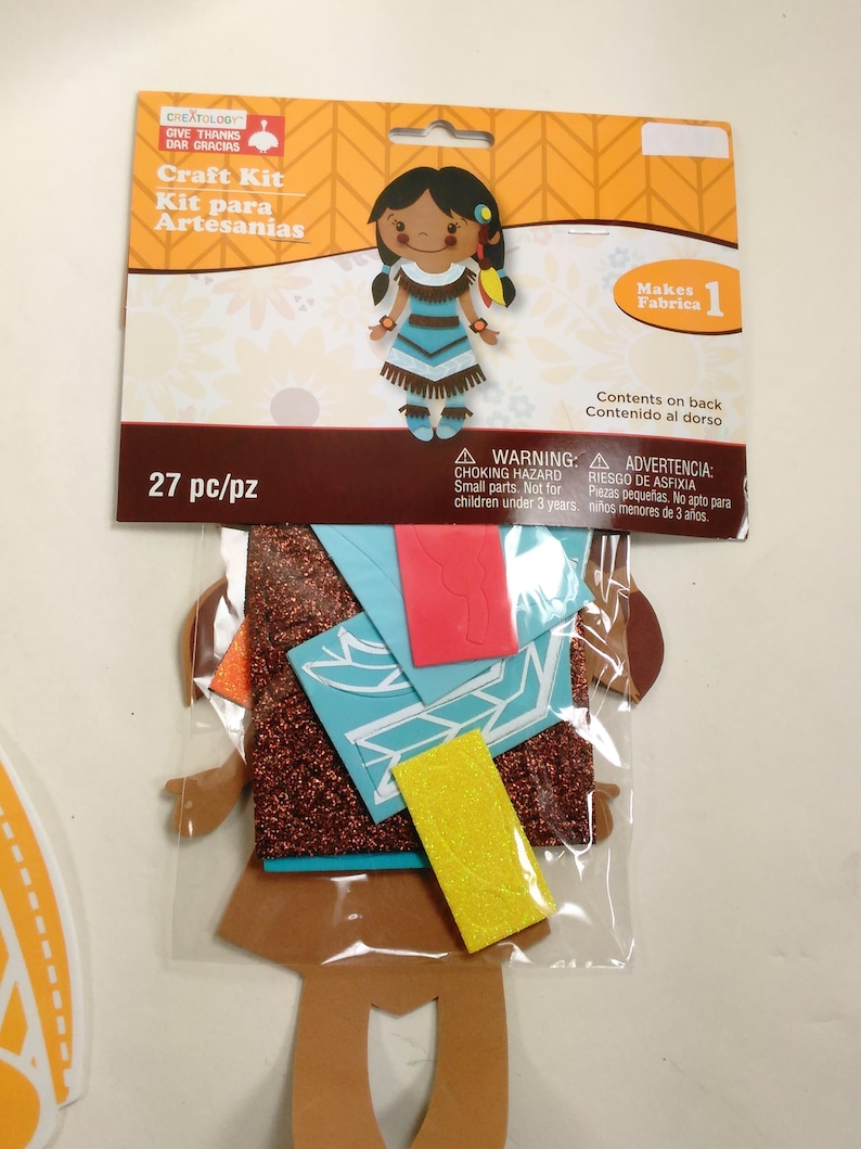 Indian Boy And GirlGreat For ThanksgivingEach Individually WrappedMade By CreatologNew Y Set Of Three Foam Children/'s Craft KitsTurkey