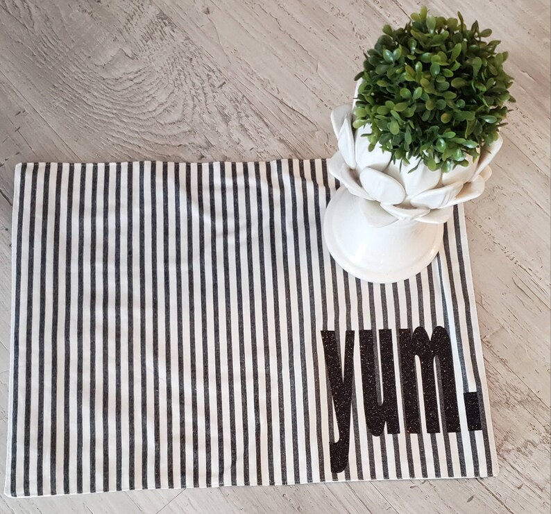 Placemats Black White Placemat Set Striped Placemats YUM Etsy